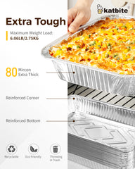 Katbite Aluminum Foil Roaster Baker Pans,9x13 Heavy Duty Foil Takeout Pans,10 Count