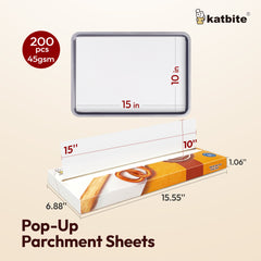Katbite 200-Count 10x15 Inch Pop-Up Parchment Paper Sheets: Compact, Heavy Duty, Non-Stick