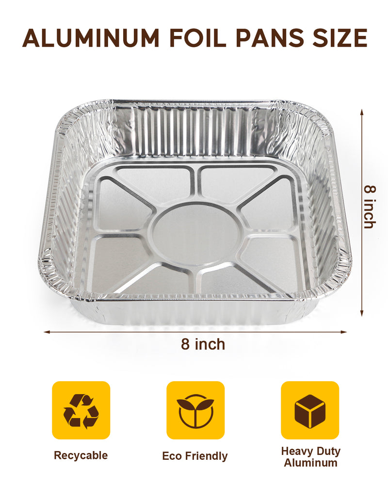 8X8 Aluminum Pans Disposable 8 Inch Square Foil Baking Pans