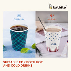 Katbite 50PCS 12 oz Disposable Paper Cups,Hot/Cold Beverage Drinking Cup,Plaid And Star Design