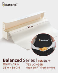 Katbite Parchment Paper Roll 15in x 115ft, White Pachment Baking Paper Roll 145 Sq.Ft