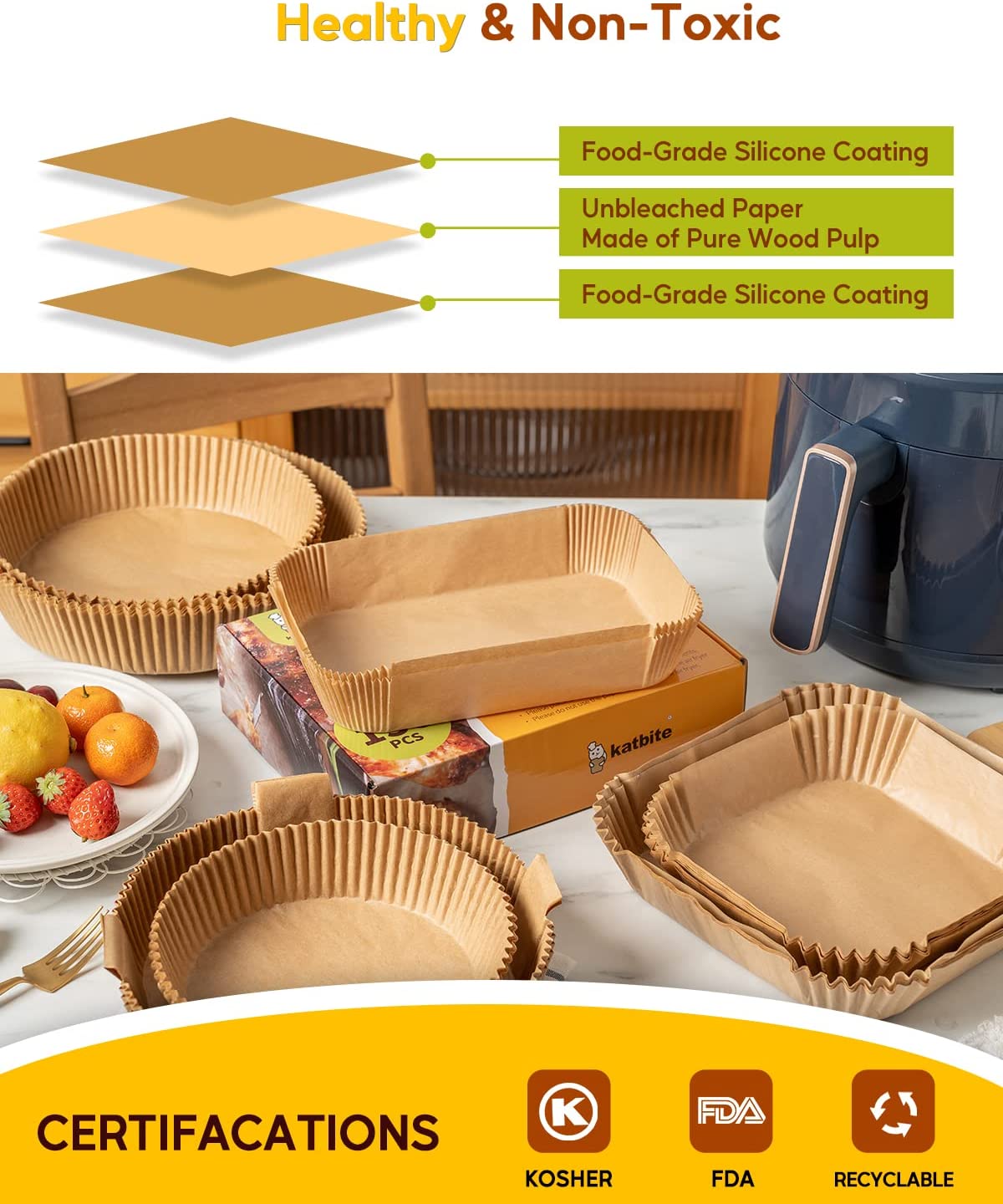 Ninja Foodi Dual 2-basket Air Fryer Parchment Paper Liners
