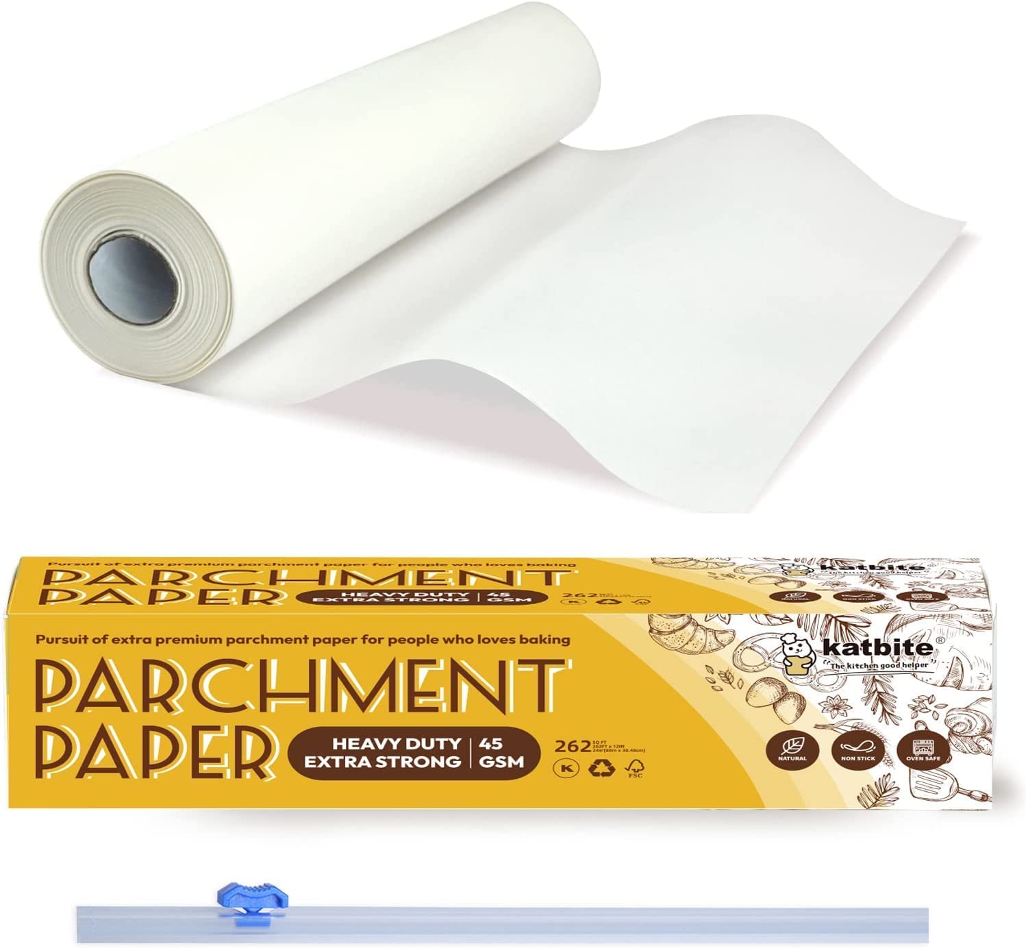 Unbleached Parchment Paper Roll for Baking 12in x 262ft, 260 Sq.Ft, He