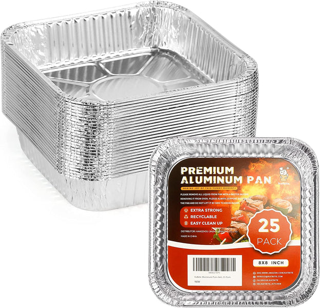 katbite 9x13 Aluminum Pans With Lids, 25 Packs Disposable Baking