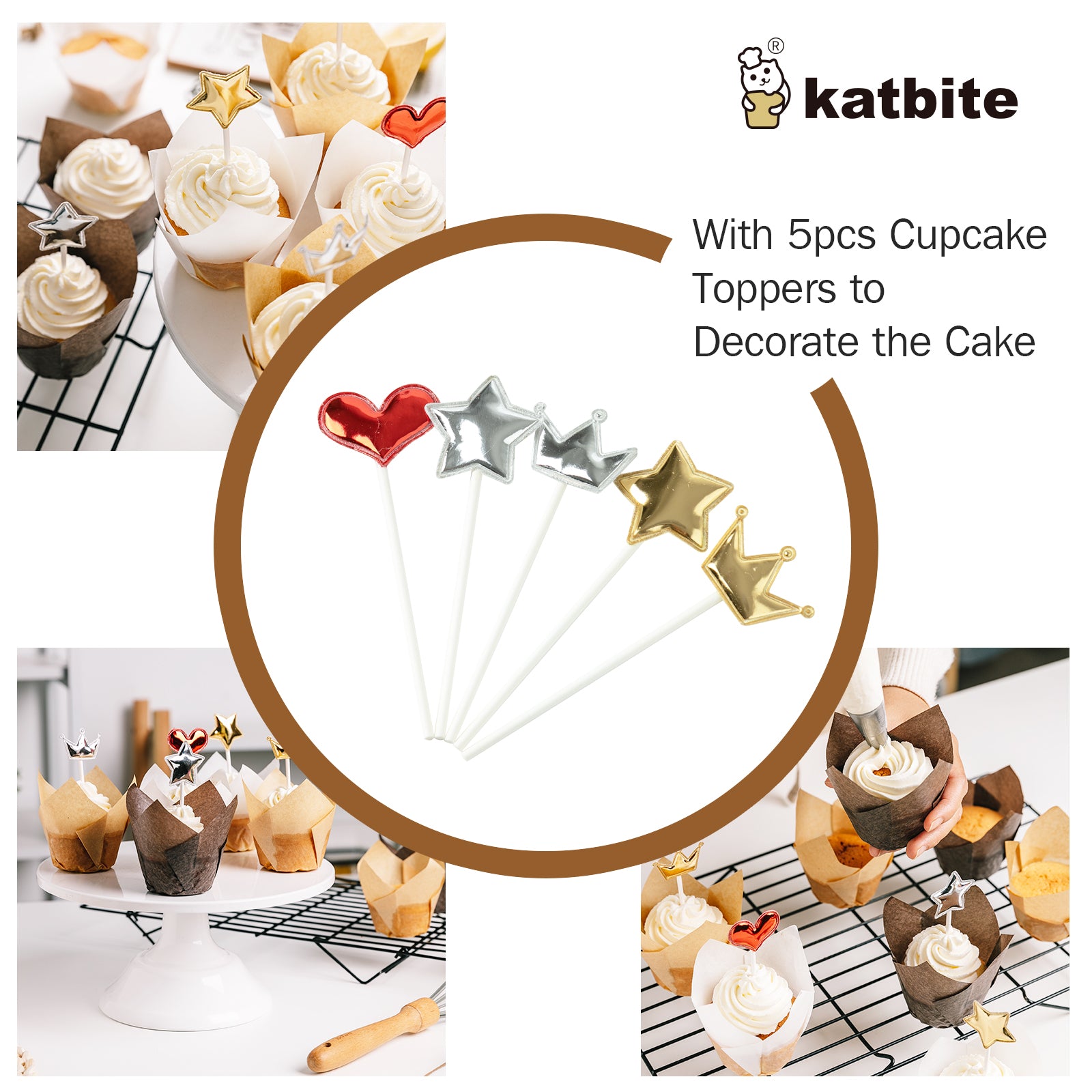 Katbite Tulip Cupcake Liners 200PCS, Muffin Baking Cupcake Liners Hold