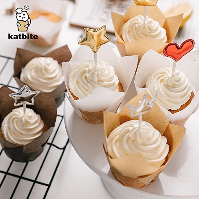 Katbite Tulip Cupcake Liners 200PCS, Muffin Baking Cupcake Liners